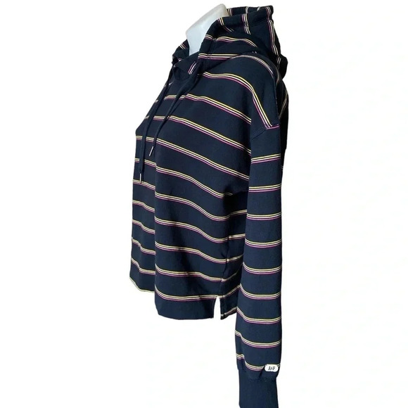 ABERCROMBIE & FITCH | Cotton Blend Navy Striped Sweatshirt Hoodie Size S - Picture 4 of 9